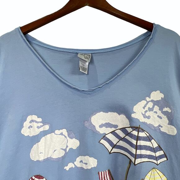 Butterfly Beach Scene Beach Swim Cover Up Dress V Neck Short Sleeve Plus Size 4X - Picture 4 of 14